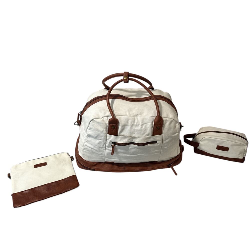 Bolosta Canvas Weekender Duffle Bag Shoe Compartment Travel Overnight Tote - Picture 3 of 12